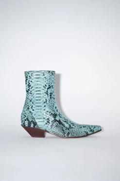 Acne Studios Snake Print Leather Ankle Boots