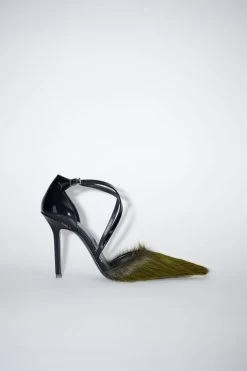 Acne Studios Hairy Leather Heeled Pumps