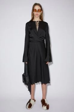 Acne Studios Satin Long Sleeve Dress