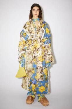 Acne Studios Patch Flower Print Padded Coat