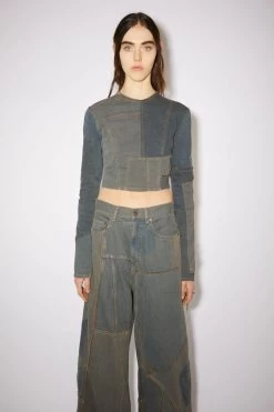 Acne Studios Denim Patchwork Long Sleeve Top