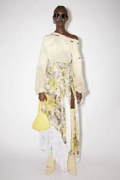 Acne Studios Flower Print Fringe Skirt