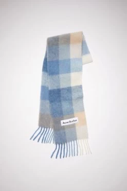 Acne Studios Checked Wool Fringe Scarf
