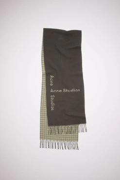 Acne Studios Logo Check Wool Scarf