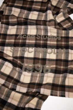 Acne Studios Wool Logo Print Checked Scarf -Acne Studios CA0216 AFQ D