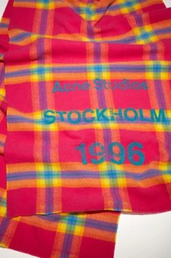 Acne Studios Wool Logo Print Checked Scarf -Acne Studios CA0216 CHQ D