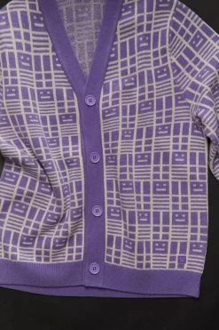 Acne Studios Face Checkerboard Knit Cardigan -Acne Studios D60019 BRG C